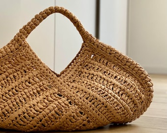 GEHAAKTE PATROON CETARA Gehaakte tas patroon Raffia tas gehaakte portemonnee vrouw tas boodschappentas zomertas strandtas, handtas