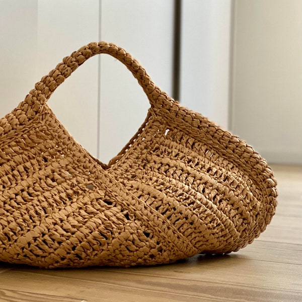 HÄKELANLEITUNG CETARA Häkelanleitung Raffia Bag Schultertasche Damentasche Häkeltasche Sommertasche Strandtasche Handtasche häkeln