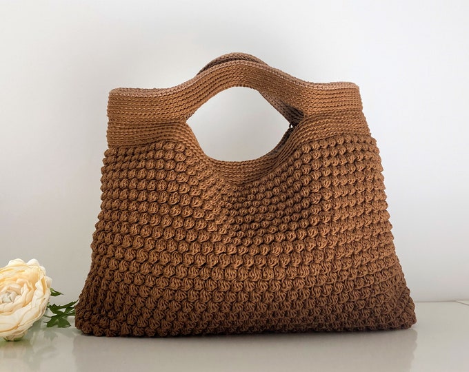 CROCHET PATTERN Darryl Tawny Handbag Crochet Bag Pattern crochet purse  shopping bag, summer bag beach bag, handbag, crochet shoulder bag