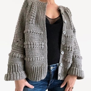 CROCHET PATTERN AMBER Sweater Cardigan Adult Crochet , Women Granny Square Jacket Crochet Pullover Crochet Tutorial Easy Crochet image 4