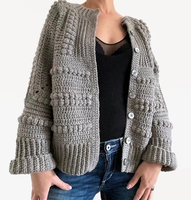 CROCHET PATTERN AMBER Sweater Cardigan Adult Crochet , Women Granny Square Jacket Crochet Pullover Crochet Tutorial Easy Crochet image 4