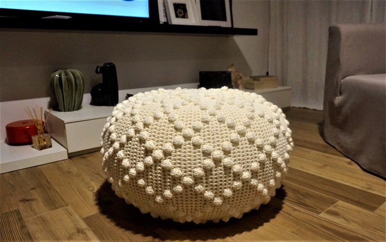 CROCHET PATTERN DIY Tutorial Large Crochet Pouf Poof, Ottoman, Footstool, Home Decor, Pillow, Bean Bag, Floor cushion Crochet Pattern image 2