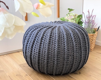 MODELLO ALL'UNCINETTO Pouf all'uncinetto super grosso Tutorial fai da te Pouf all'uncinetto Poof, ottomano, poggiapiedi, decorazioni per la casa, cuscino, sacchetto di fagioli, cuscino da pavimento