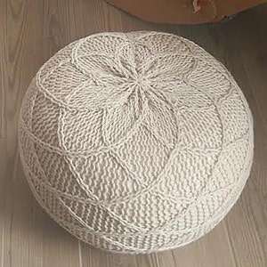 KNITTING PATTERN Knitted Pouf Pattern Poof Knitting Ottoman Footstool Home Decor Pillow Bean Bag, Pouffe, Floor cushion