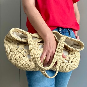 CROCHET PATTERN Ravenna Crochet Bag Pattern Tote Pattern crochet purse, shopping bag, summer bag beach bag, handbag, crochet shoulder bag zdjęcie 5