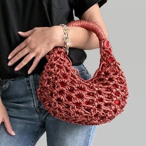 MOTIF AU CROCHET Sac Merilyn en crochet, motif en laine, sac à main au crochet pour femme, sac shopping, sac d'été, sac de plage, sac à main