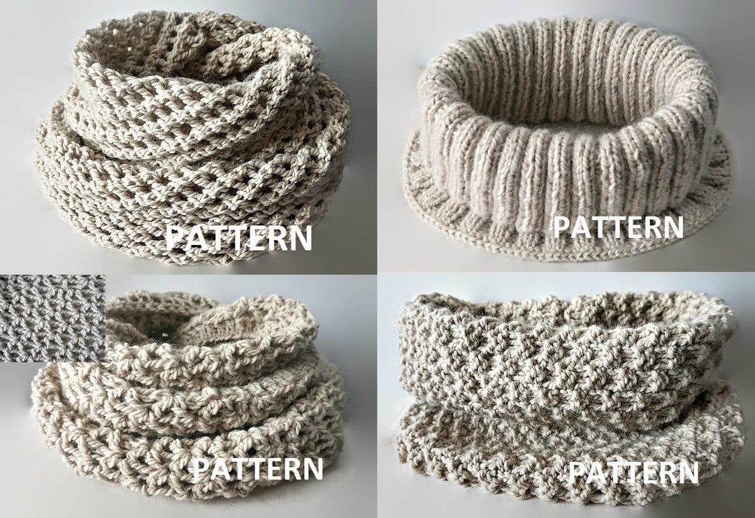 4 PDF Patterns Knit Infinity Scarf Pattern Eternity Scarf Knitting ...