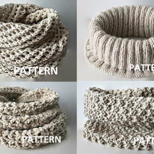 4 PDF Patterns Knit Infinity Scarf Pattern Eternity Scarf Knitting Pattern Knitting Scarves Pattern Crochet Infinity Scarf Pattern zdjęcie 1