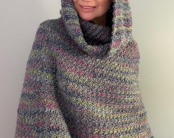 CROCHET PATTERN DALIA Poncho Sweater Cardigan Adult Crochet , Women Granny Square Jacket Crochet Pullover Crochet Tutorial Easy Crochet