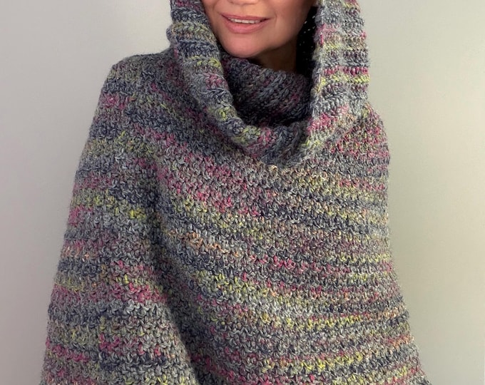 CROCHET PATTERN DALIA Poncho Sweater Cardigan Adult Crochet , Women Granny Square Jacket Crochet Pullover Crochet Tutorial Easy Crochet