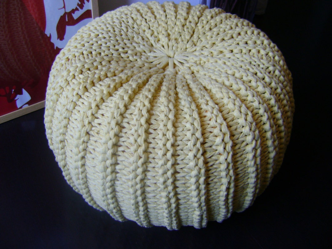 KNITTING PATTERN Tutorial XXL Pouf Poof, Ottoman, Footstool, Home Decor