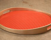 Tray made with Petit Pan fabric orange background covered with crystal resin