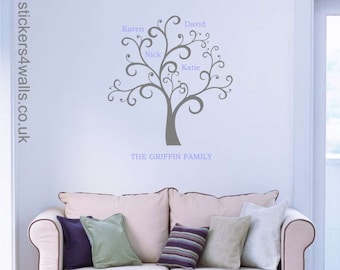 Personalised Family Tree Wall Sticker, Custom Made Wall decal For Your Family