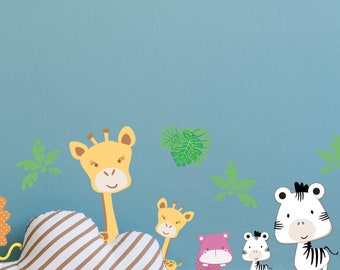 Safari Animal Fabric Wall Stickers: Reusable Jungle Nursery Decor