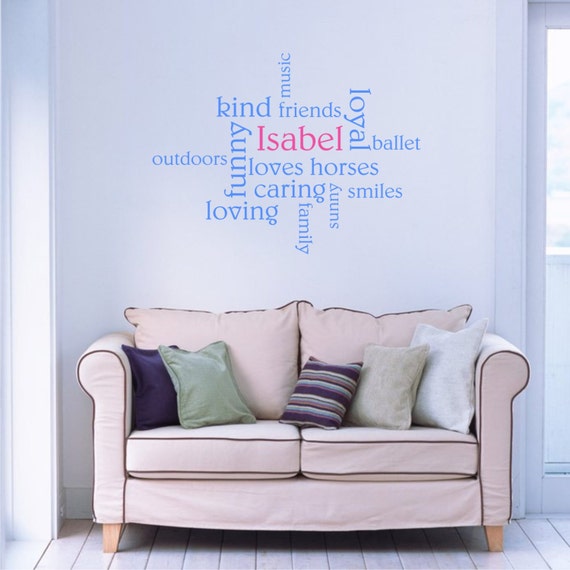 word cloud wall sticker personalised word cloud wall sticker | etsy