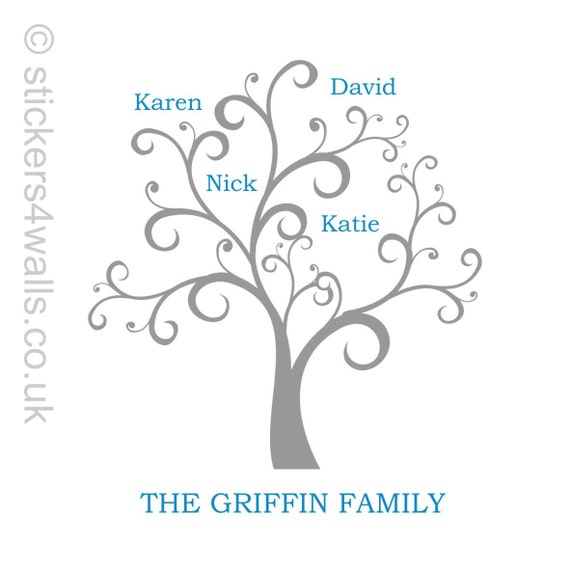 family tree wall sticker personalised family tree wall decal | etsy