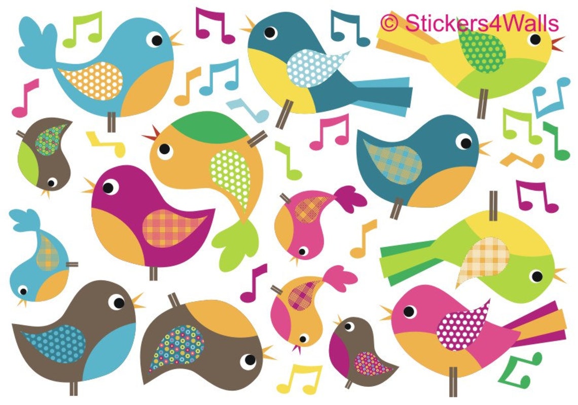 Reusable Fabric Bird Wall Stickers Etsy UK