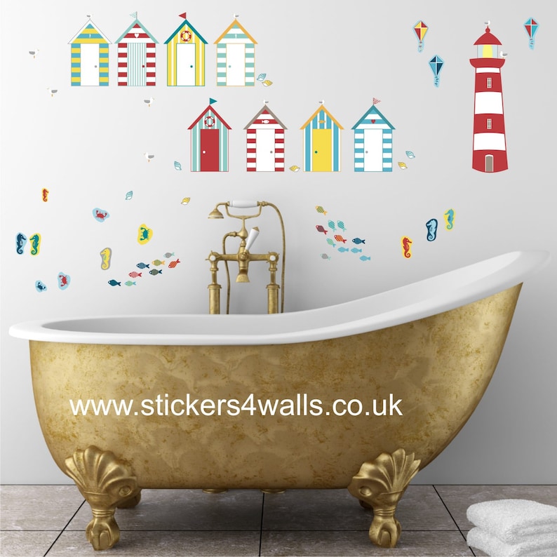 Reusable Beach Hut Wall Stickers Seaside Wall Stickers Etsy