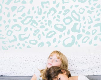 Leopard Print Fabric Wall Stickers, Colour Animal Print Design Decals - Reusable
