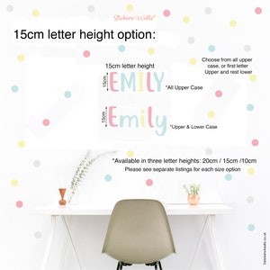 Pegatinas de tela con nombre personalizado para pared, 15 cm de alto, letras decorativas para pared, extraíbles, perfectas para espacios de alquiler