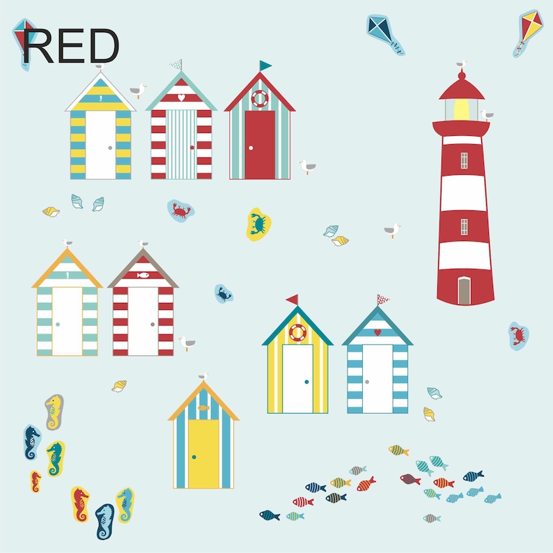 Reusable Beach Hut Fabric Wall Stickers Seaside Themed Wall Etsy UK