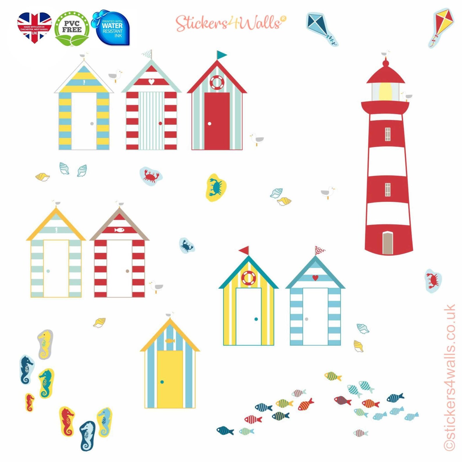 Reusable Beach Hut Fabric Wall Stickers Seaside Themed Wall Etsy UK