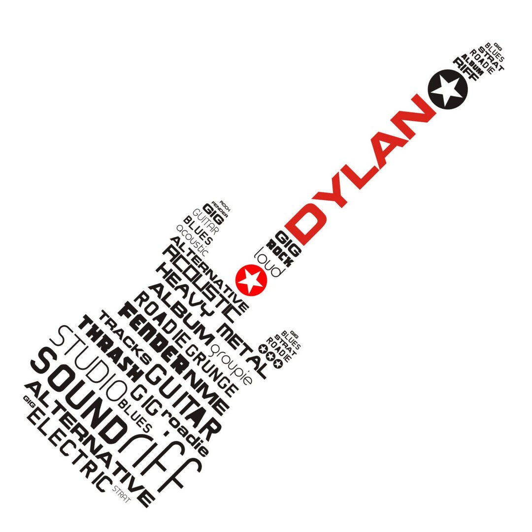 Personalised Guitar Decal Guitar Wall Sticker Personalised Etsy