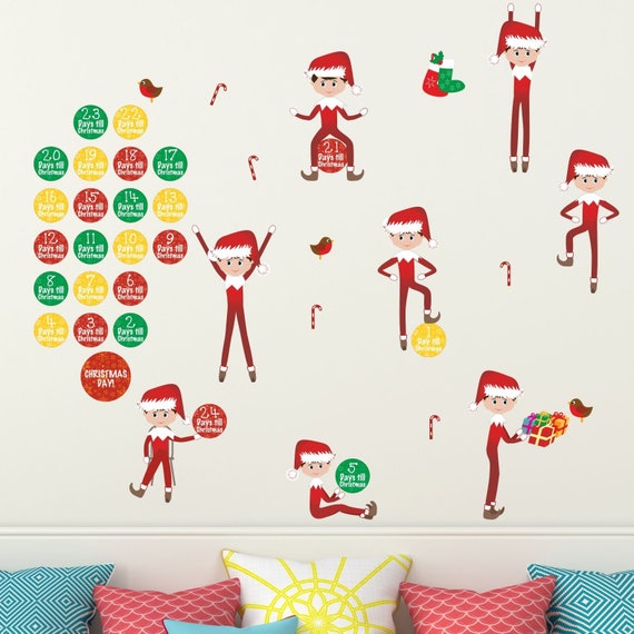christmas elves wall sticker christmas decorations for kids | etsy