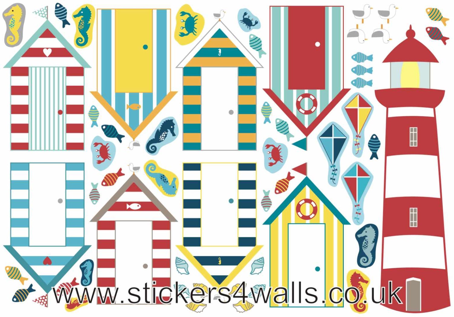 Reusable Beach Hut Wall Stickers Seaside Wall Stickers Etsy