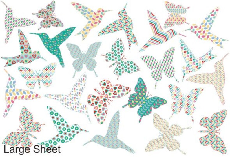 Hummingbird wall stickers, bird wall stickers, butterfly wall stickers, hummingbird decals, butterfly decals, girls wall stickers image 6