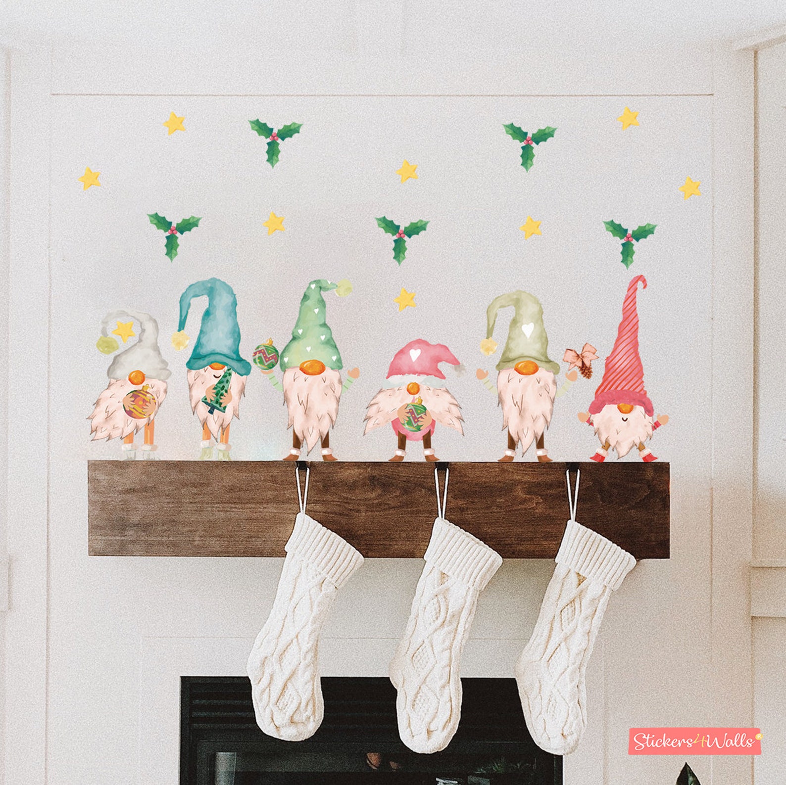 Reusable Nordic Gnome Wall Stickers Christmas Decoration Etsy
