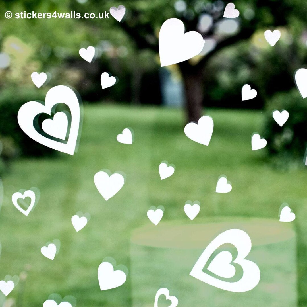 Reusable Heart Shaped Window Stickers, White or Red Heart Wedding