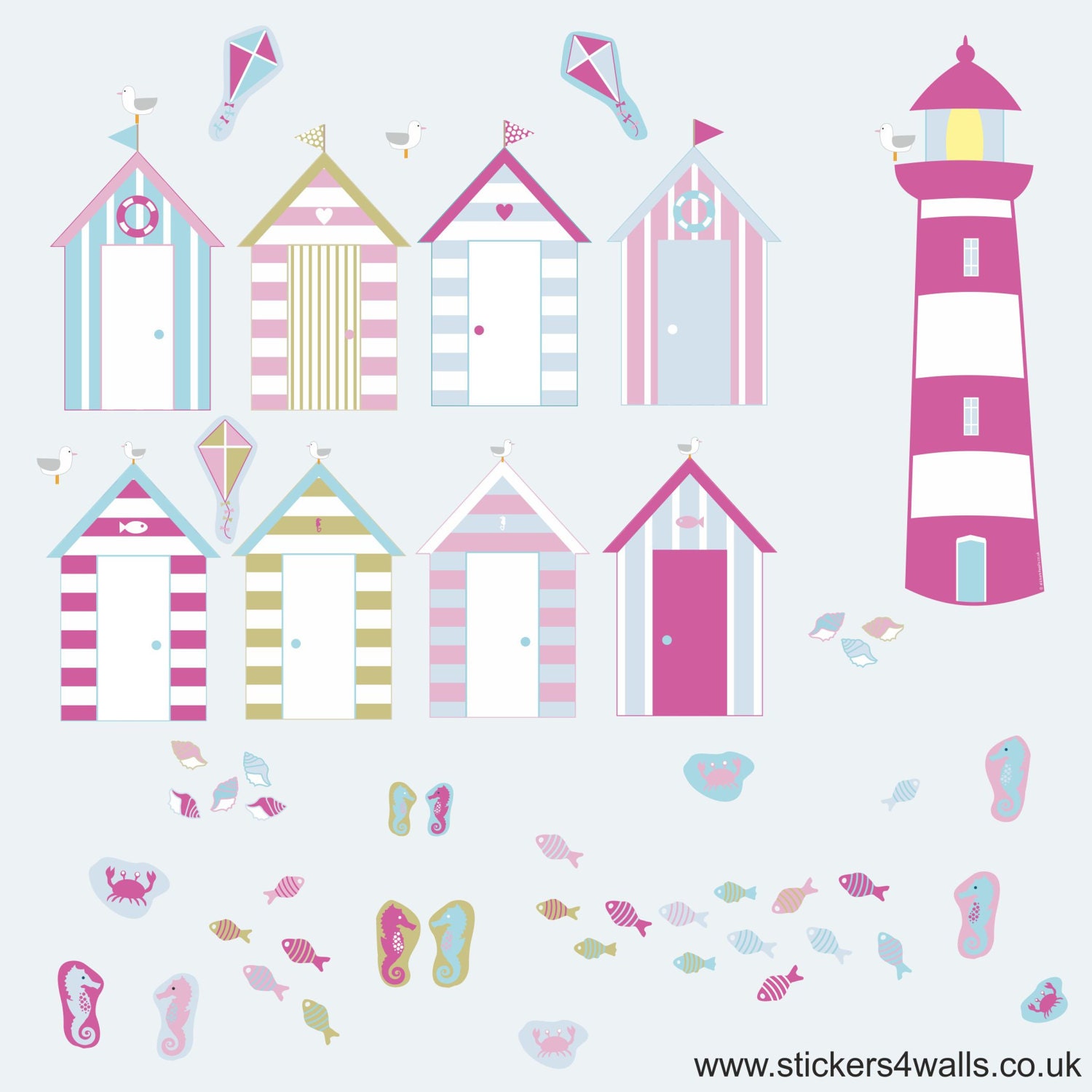 Reusable Beach Hut Wall Stickers Seaside Wall Stickers Etsy