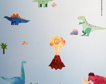 Dinosaur And Mammoth Fabric Wall Stickers, Monster Decals Wall Art - Reusable