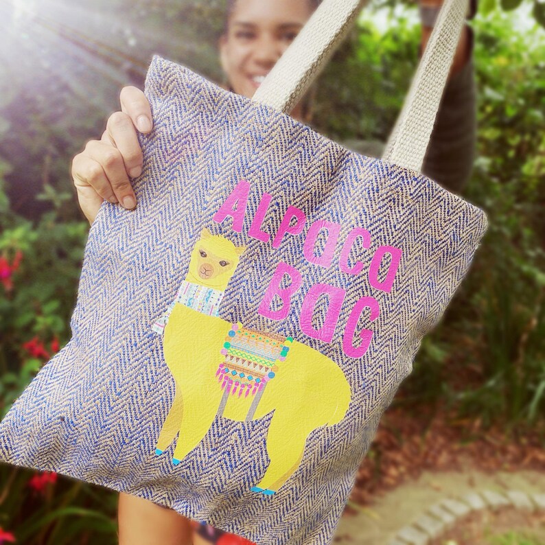 High quality jute bag Strong reusable bag Alpaca Bag Fabric Bag trendy reusable shopping bag Blue reusable shopper Jute shopping bag