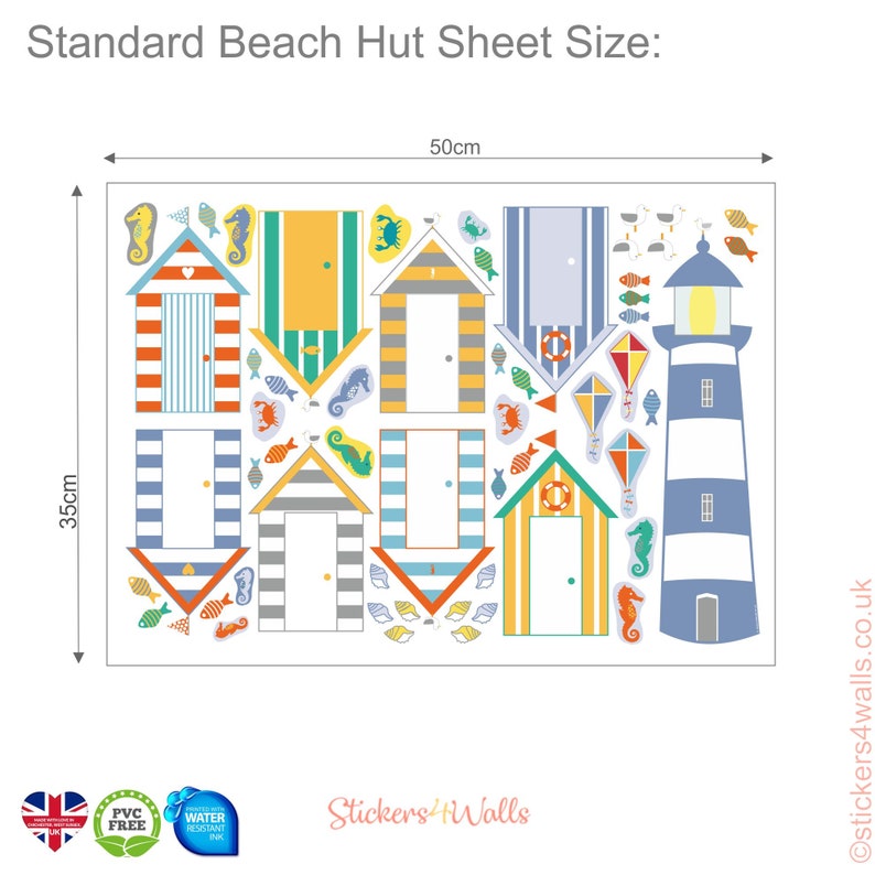 Reusable Beach Hut Fabric Wall Stickers Seaside Themed Wall Etsy UK