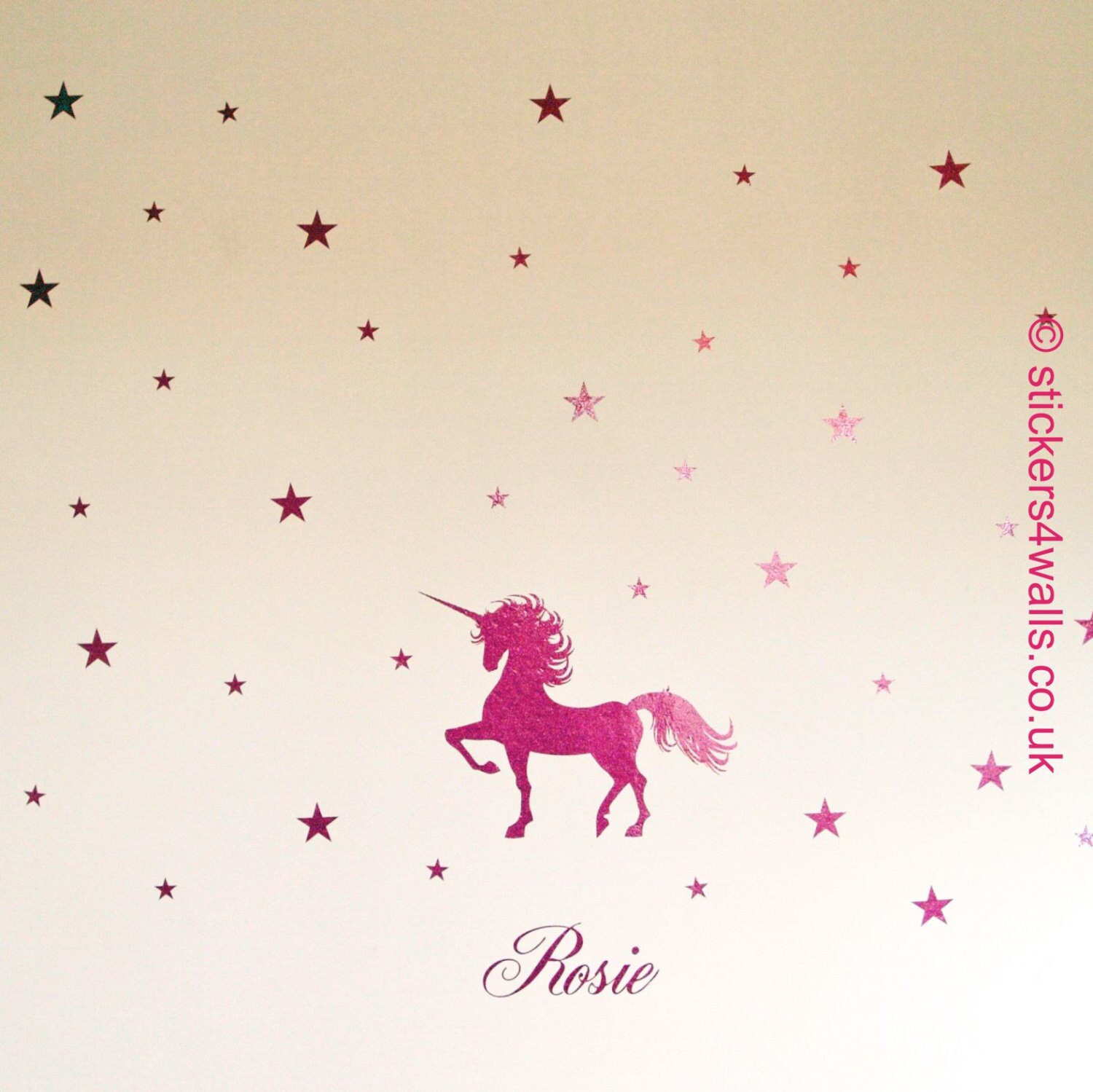 Glitter Unicorn Personalised Wall Sticker Name Unicorn Wall Etsy UK