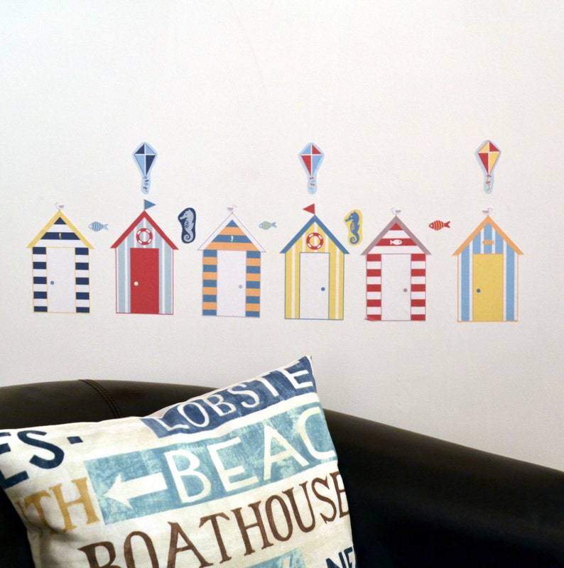 Reusable Beach Hut Fabric Wall Stickers Seaside Themed Wall Etsy UK