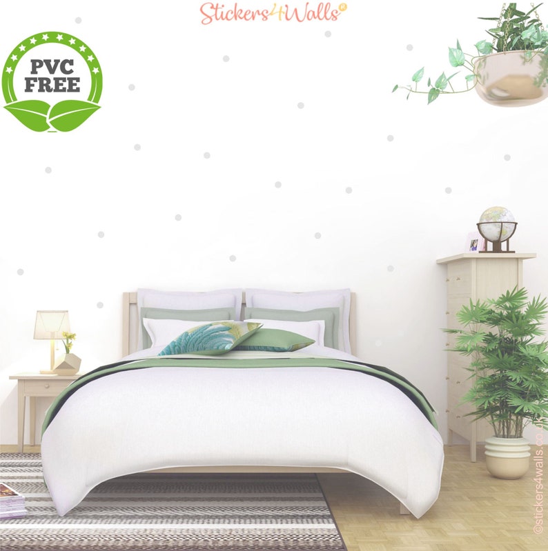 Soft Grey Fabric Polka Dot Wall Stickers, Reusable Adhesive Wall Art