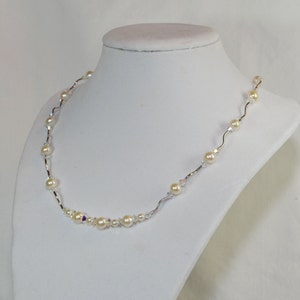 One of a Kind....Beautiful Genuine Pearl & Swarovski Crystal Beaded Necklace, Great for a Bride image 1