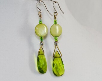 Lime Green Beaded Earrings