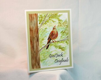 Original Art Blank Notecards,  Note Cards,  Female Cardinal Bird, Watercolor