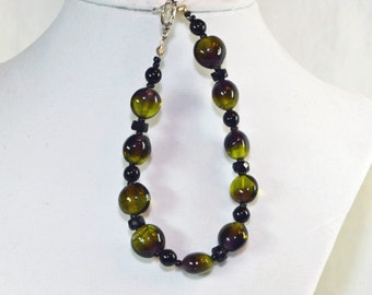 Beautiful Olive Green Beaded Bracelet