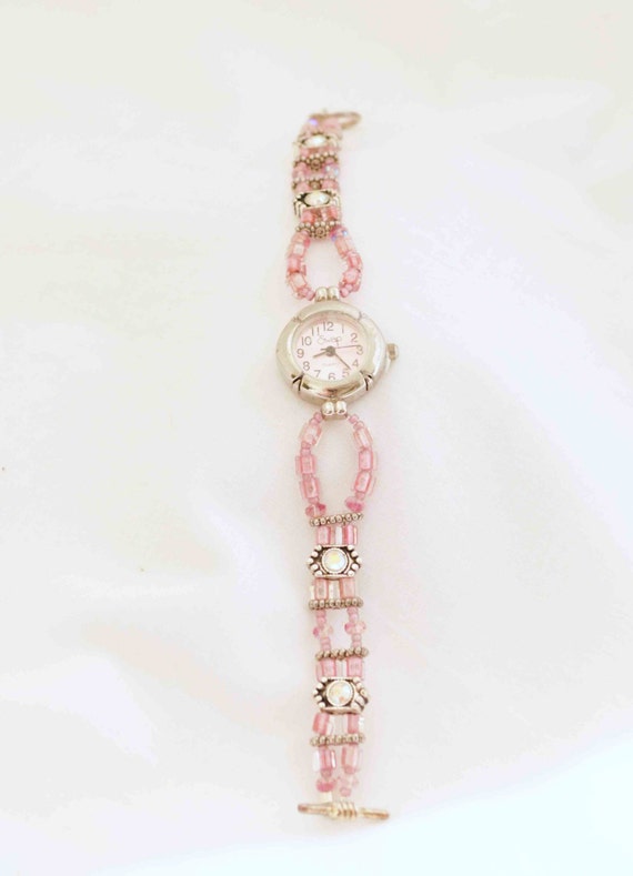 Pink Beaded Watch, Ladies Watch, Bracelet Watch - Etsy