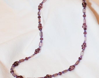 16" Purple Specialty Glass Beaded Necklace