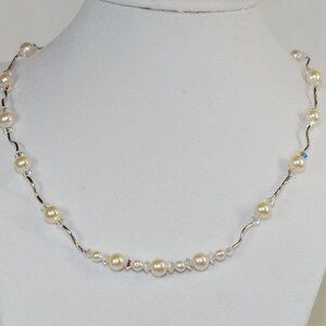 One of a Kind....Beautiful Genuine Pearl & Swarovski Crystal Beaded Necklace, Great for a Bride image 5