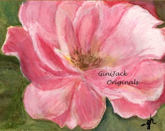 Matted Print of Original Watercolor Painting, Pink Rose, Available in 3 Sizes,