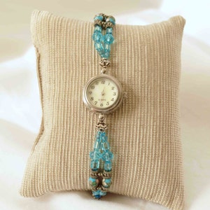 Beautiful Ladies Blue Beaded Watch, Ladies Watch, Bracelet Watch