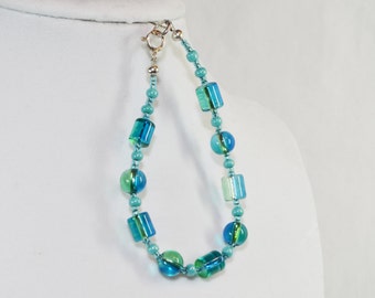 Beautiful Aqua Blue Beaded Bracelet