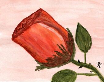 Red Rose Watercolor Painting, Original Watercolor Painting, Red Rose, Rose Painting, Valentines Day Gift